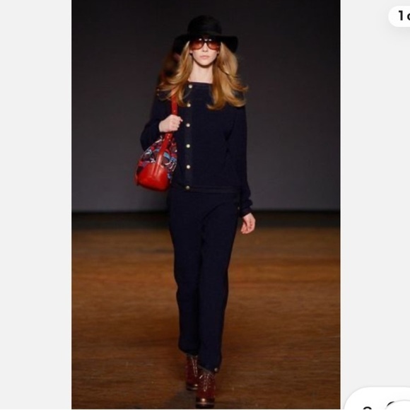 MARC JACOBS Runway Annabel Wool Military High Waist Pant Navy Blue Sz XS NWT - Picture 1 of 11